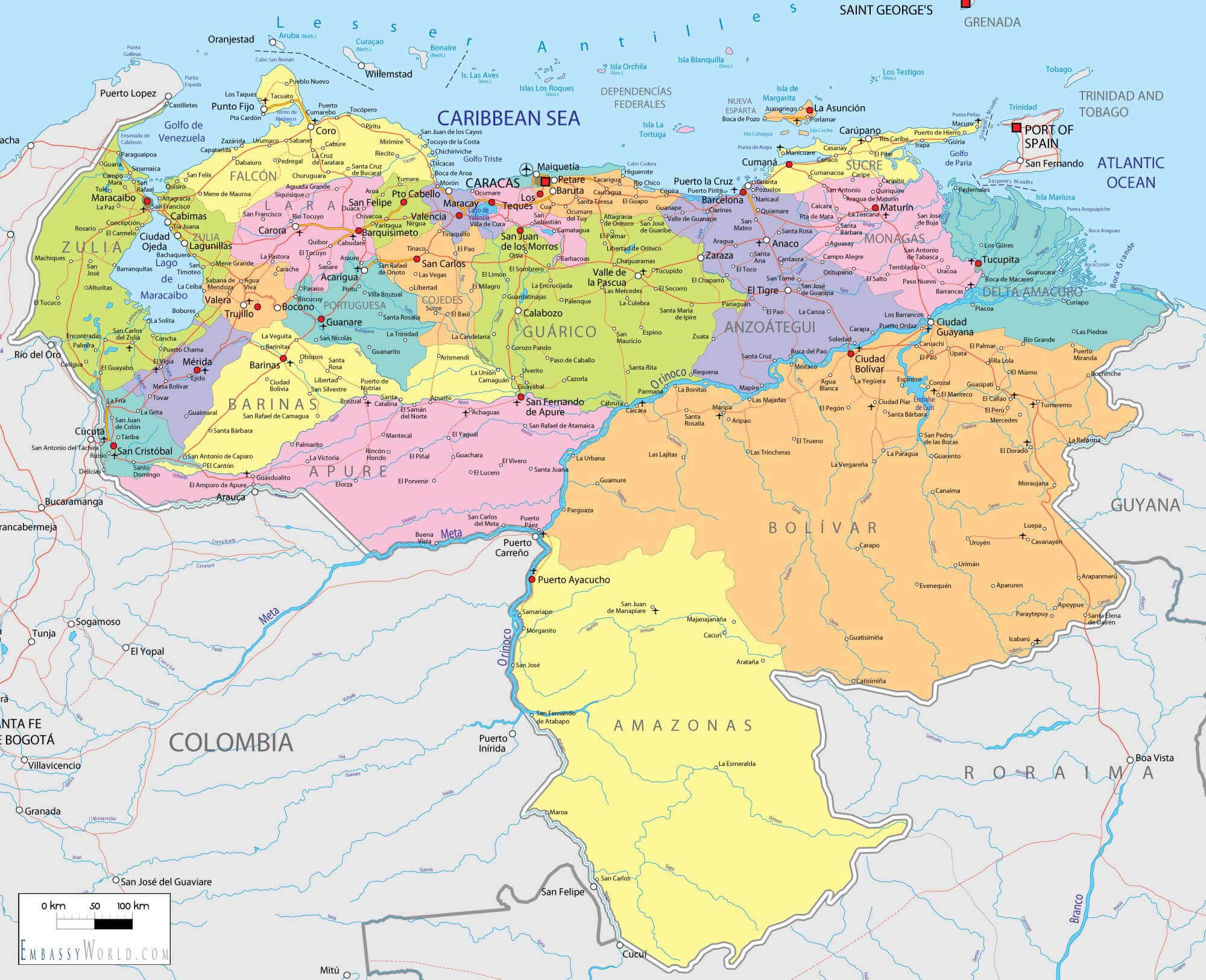 political map of venezuela